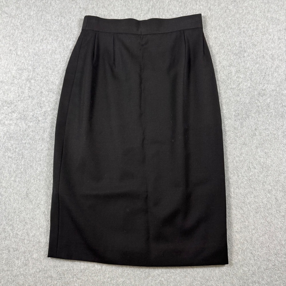 Escada Pencil Skirt Women Black Margaretha Ley Pure New Wool Vintage Germany 34
